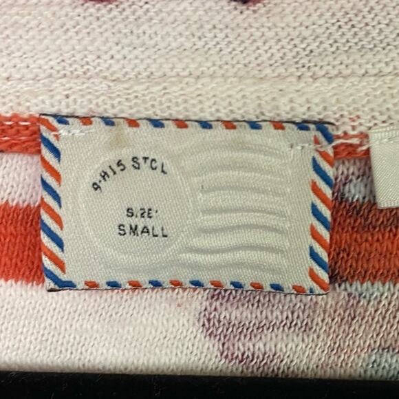 Anthropologie Postmark Red White Striped Floral Tie Front Top Size Small - Picture 6 of 7